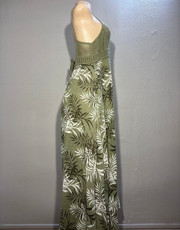Something Pretty Green Patterned Dress- Size Medium
