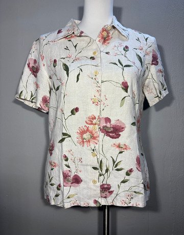 Caroll Floral Linen Top- Size Medium