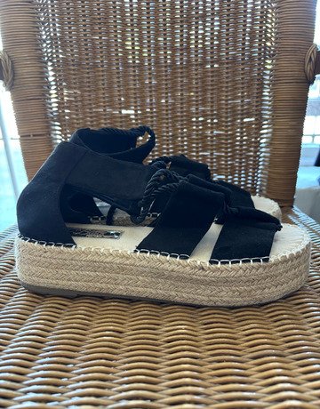 Miss Black Footwear Black Espadrille Sandals- Size 6