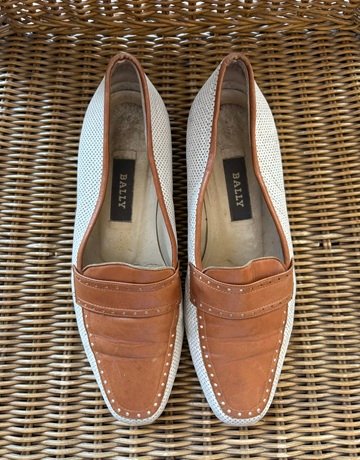 Bally White And Brown Loafers- Size 37