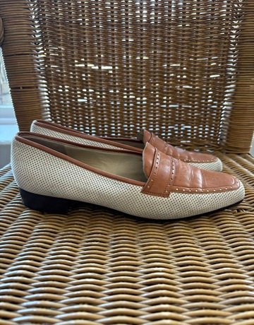 Bally White And Brown Loafers- Size 37