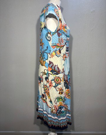 Orientique Blue Patterned Dress- Size UK16