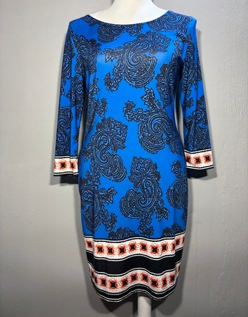 Emilio Pucci Blue And Black Silk Dress- Size 38