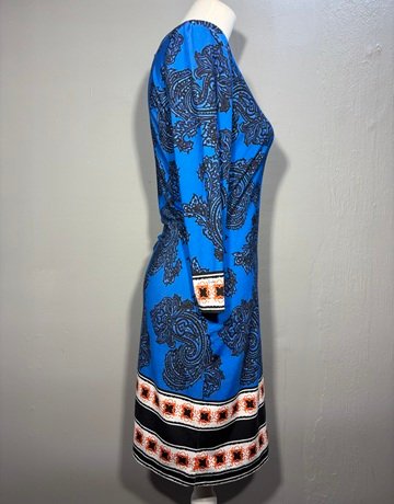 Emilio Pucci Blue And Black Silk Dress- Size 38