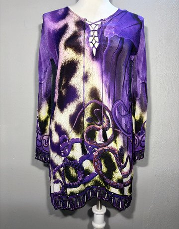 Philosophy Purple Patterned Silk Dress- Size Small