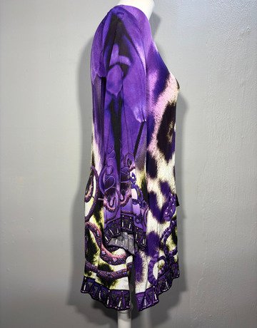 Philosophy Purple Patterned Silk Dress- Size Small