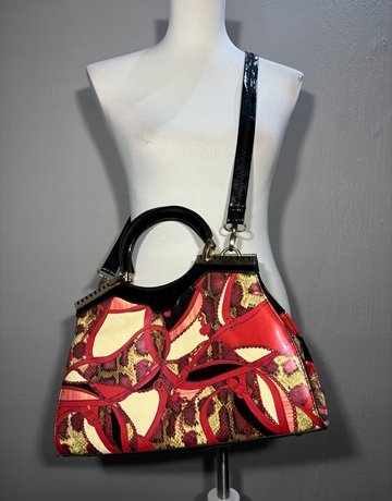 Red Patterned Crossbody/Handbag- Medium Size