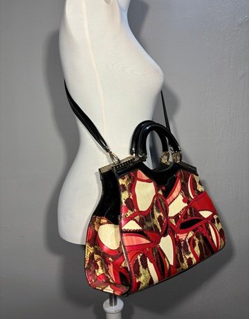 Red Patterned Crossbody/Handbag- Medium Size