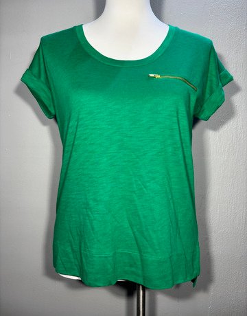 Trenery Green Cotton Blend Top- Size Extra Small