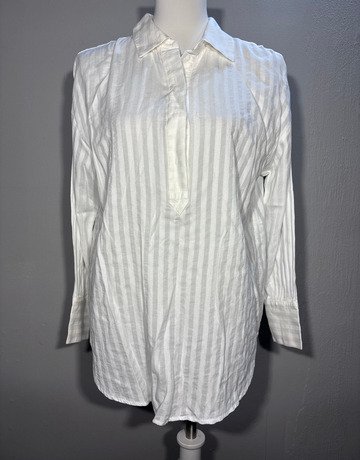 Yaya Women White Cotton Blend Shirt- Size 38