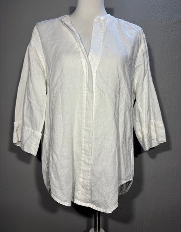 Desray White Cotton And Linen Top- Size 32