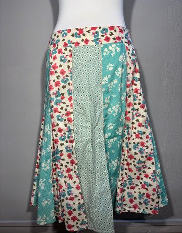 Laura Ashley Blue Patterned Cotton Skirt- Size UK12