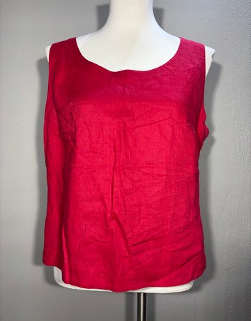 Yessica Red Pure Linen Top- Size UK22