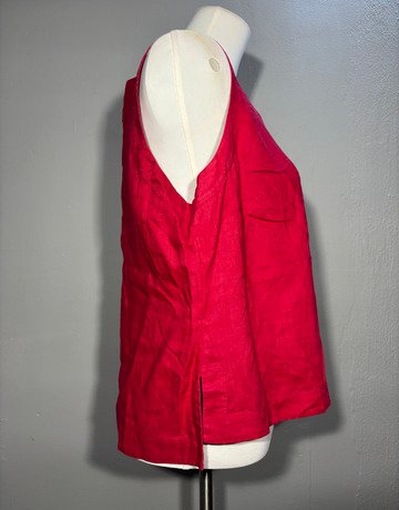 Yessica Red Pure Linen Top- Size UK22
