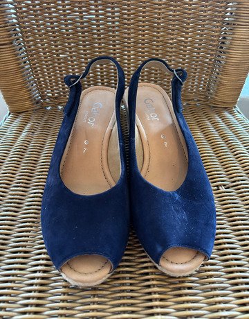 Gabor Navy Espadrille Wedges- Size 7