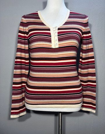 Laura Ashley Maroon Cotton Top- Size UK10