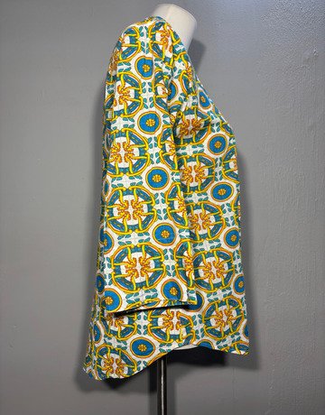 Amtica Santoria by Giacomo Ginque Blue Patterned Cotton Shirt- Size Medium