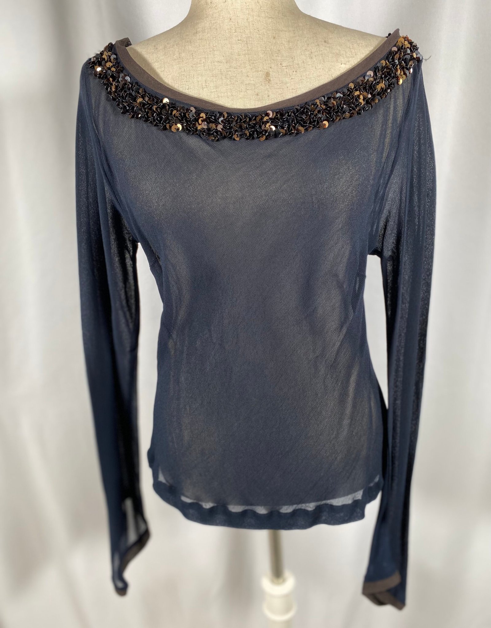 Oaktree Charcoal Black Chiffon Blouse - Size 10