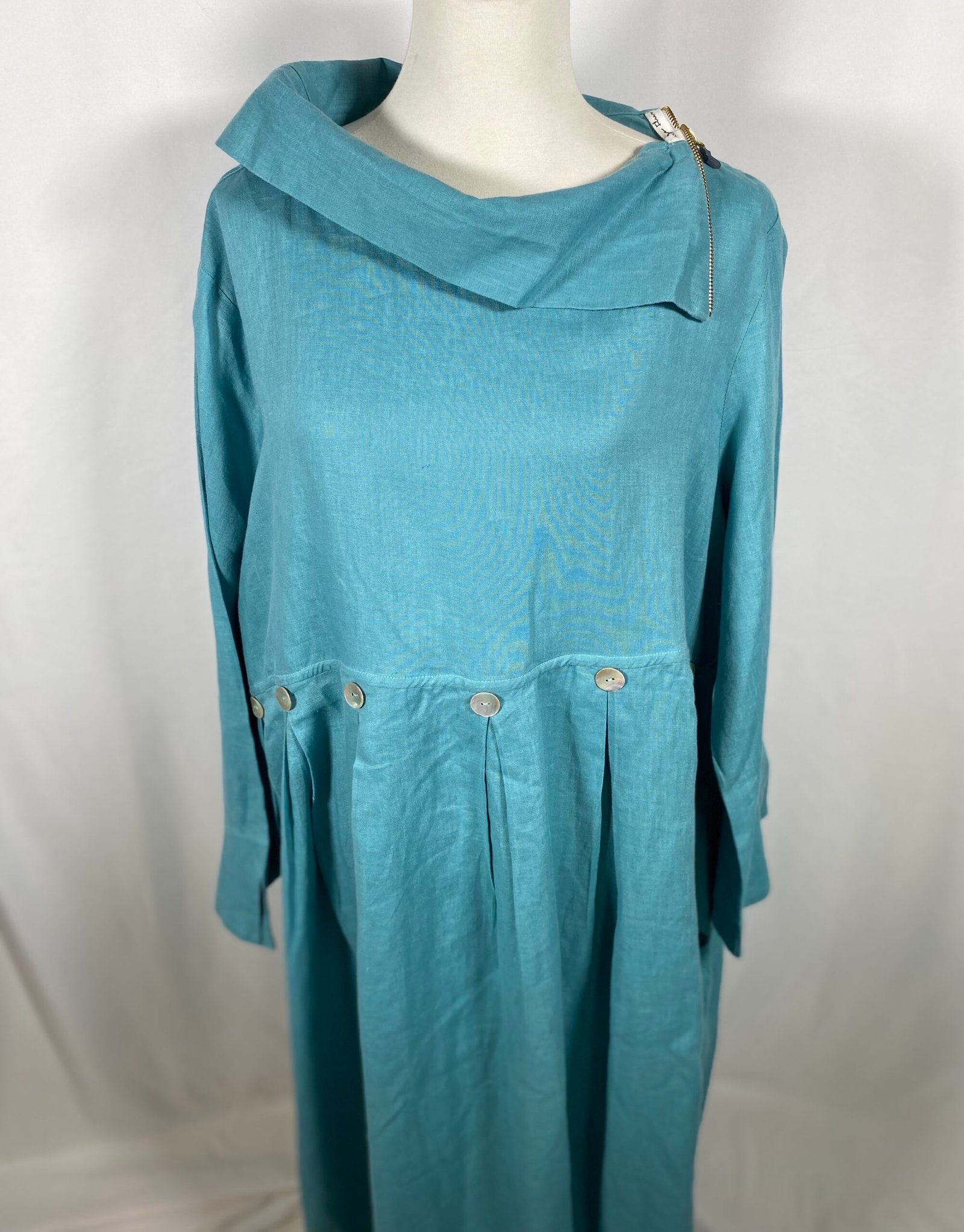 Hugo Fleur Aqua Green Linen Dress - Size 40/42