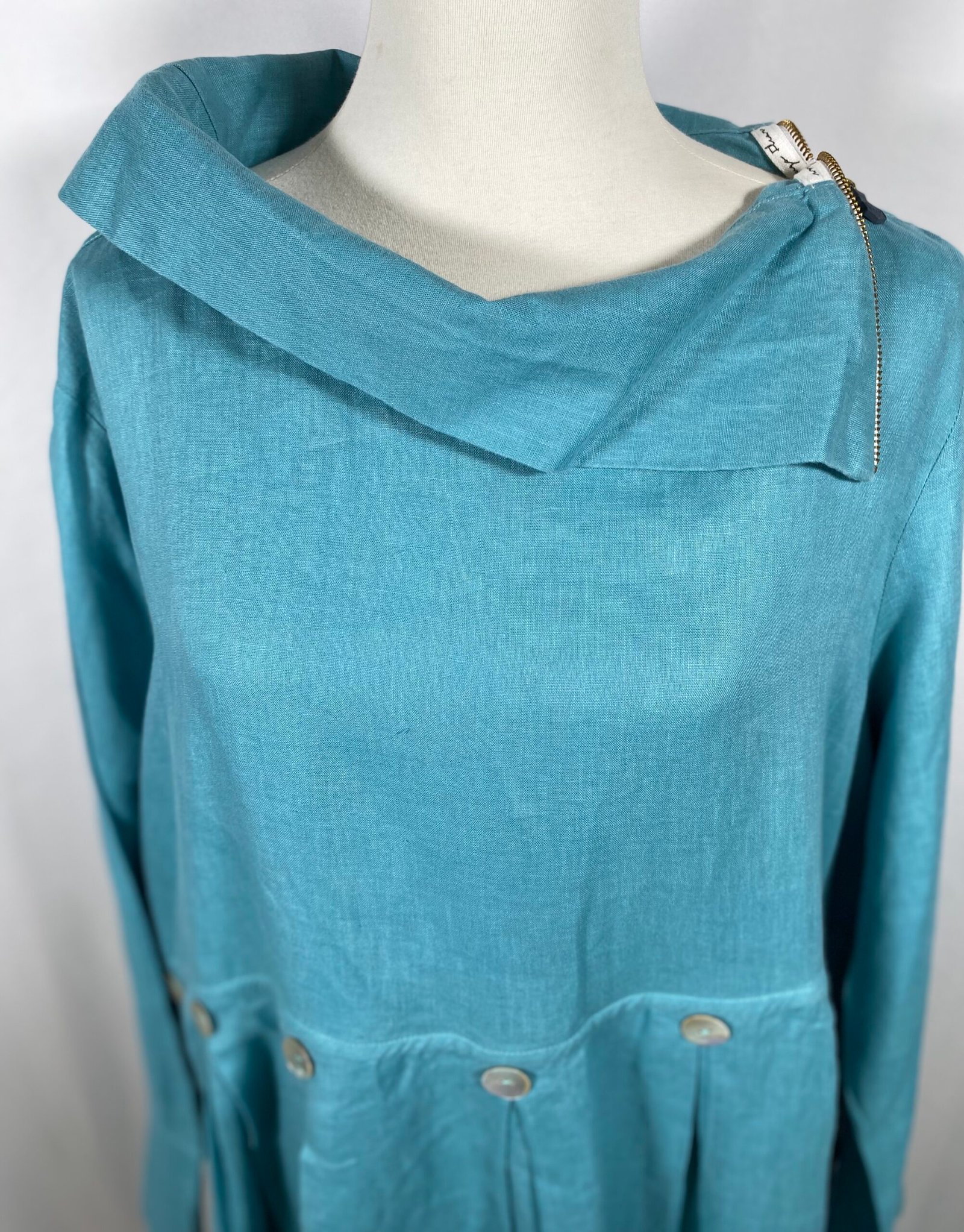 Hugo Fleur Aqua Green Linen Dress – Size 40/42