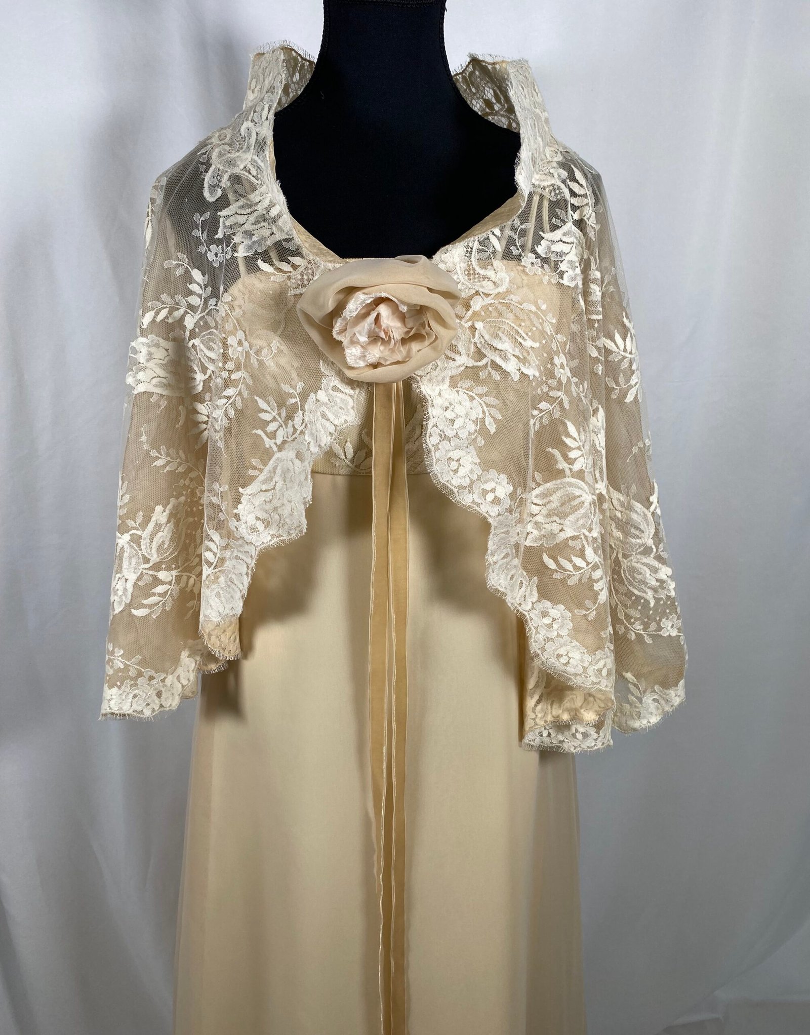 Vintage Wedding/Evening Dress with Lace Cape (early 1980's) - Size 6