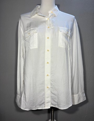 Trenery White Cotton Shirt- Size Large