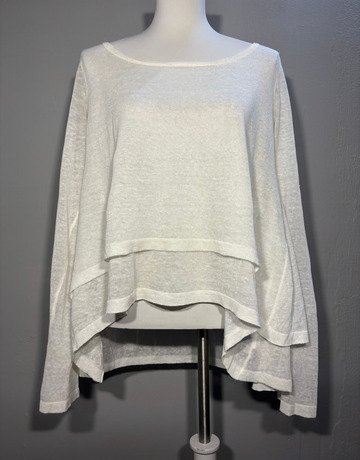 Sarah Pacini White Linen Top- One Size Large