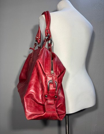 Red Leather Bag- Large Size