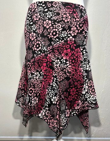 Ally B Pink And Black Floral Skirt- Size Medium