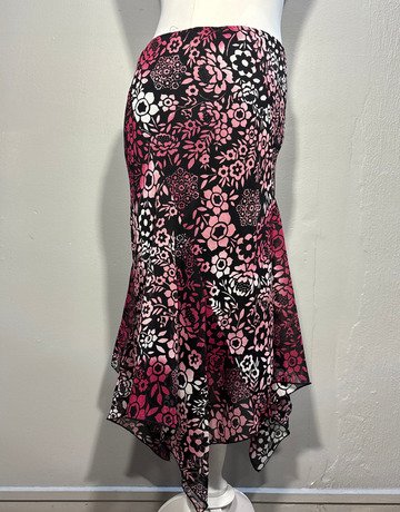 Ally B Pink And Black Floral Skirt- Size Medium