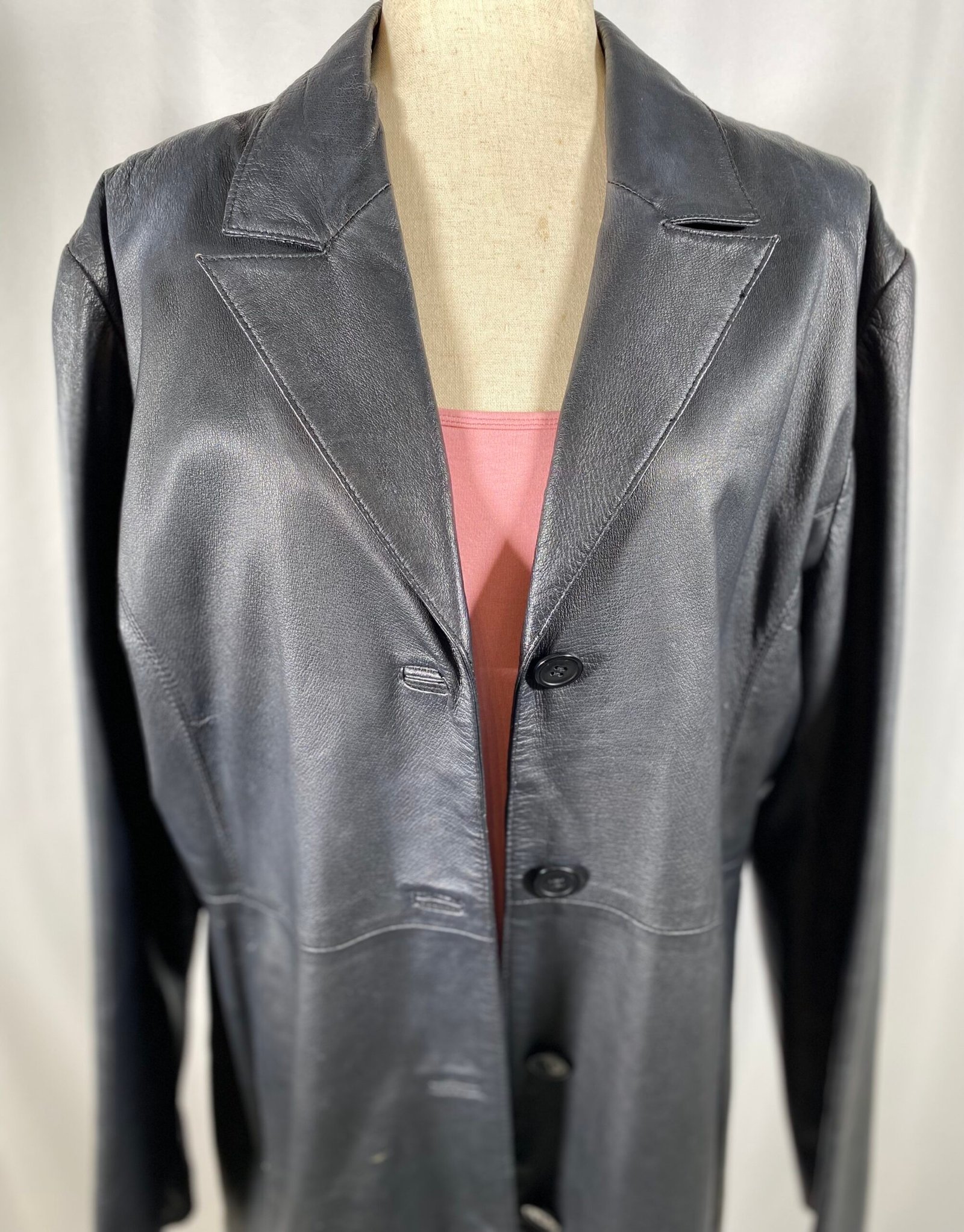 Black Leather Jacket - Size 16