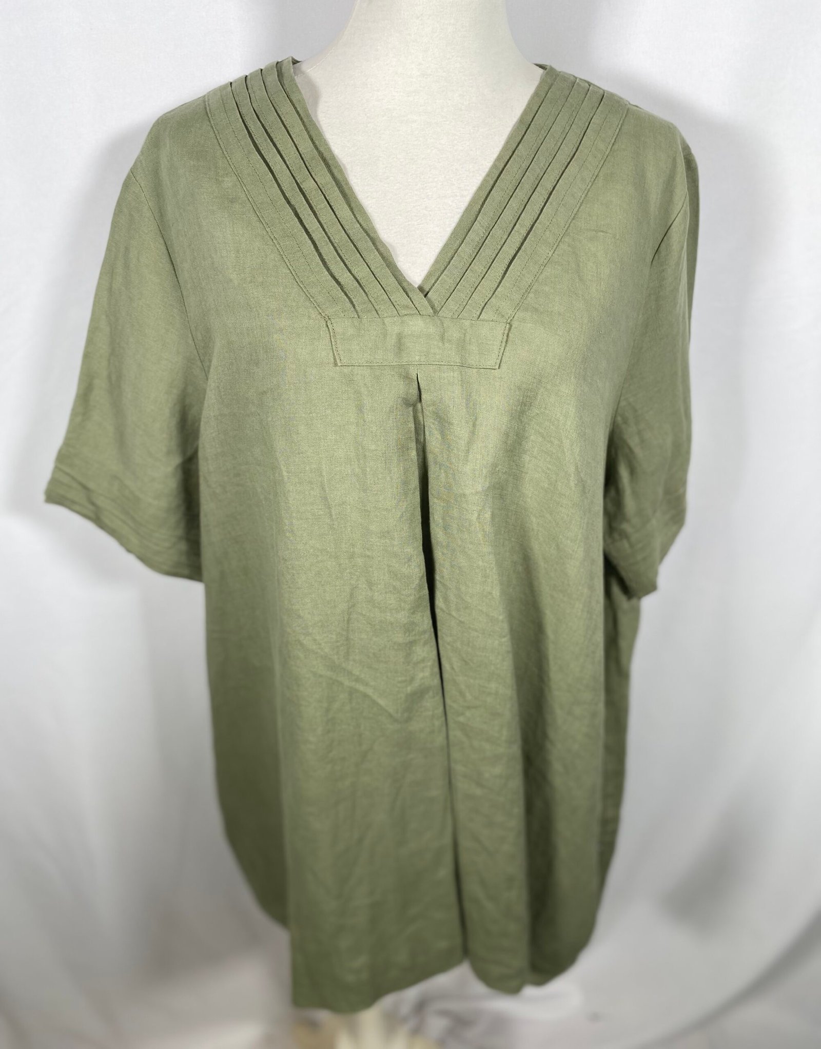 Hugo Fleur Pistachio Green Linen Top - Size 40/44