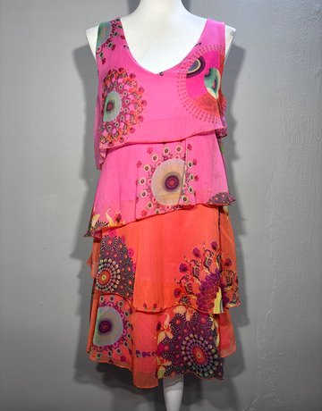 Desigual Pink Patterned Dress- Size 40