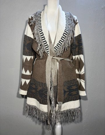 DESRAY Brown Patterned Cotton Jacket- Size 36