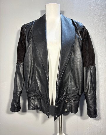 WINGS Black Leather Jacket- Size 34
