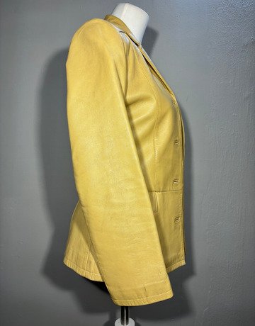 Yellow Beige Leather Jacket- Size Small