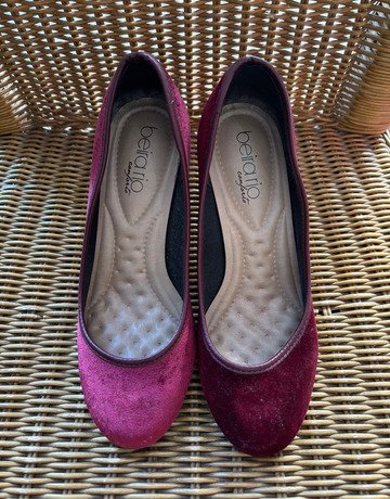 Beirario Maroon Velvet Shoes- Size USA8