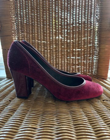 Beirario Maroon Velvet Shoes- Size USA8