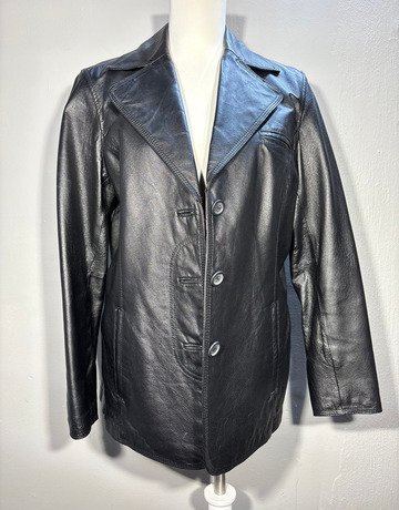 Black Genuine Leather Jacket- Size UK14