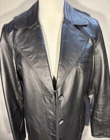 Black Genuine Leather Jacket- Size UK14