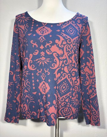 Fat Face Blue And Red Cotton Blend Top- Size UK14