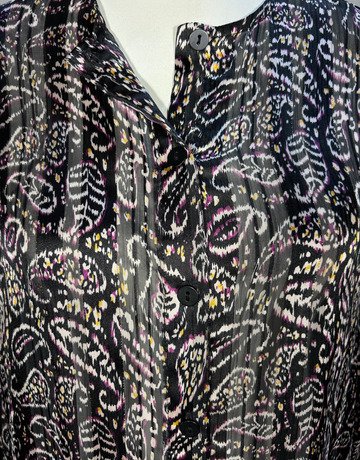 Desray Black Patterned Mesh Shirt- Size 32