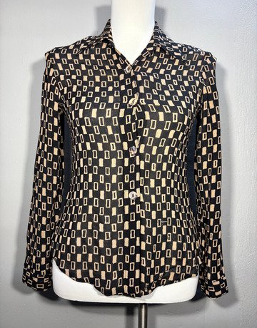 Wallis Black And Beige Petite Shirt- Size Small