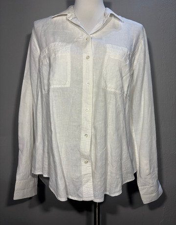 Trenery White Linen Shirt- Size Medium