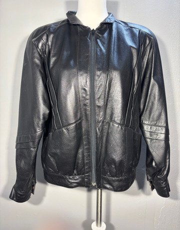 Francesco Danello Black Faux Leather Jacket- Size 42
