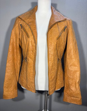 Honey Brown Genuine Leather Jacket- Size 10
