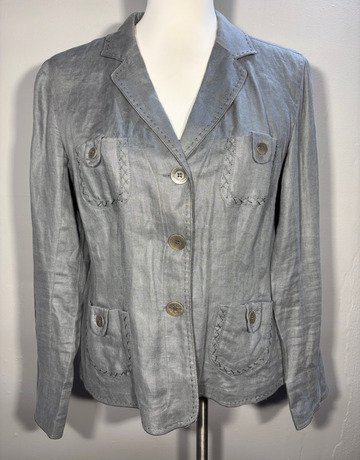 Gerald Darel Grey Pure Linen Jacket- Size 44
