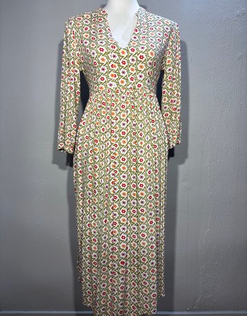 Tree Rouge Green And White Patterned Dress- Size Small