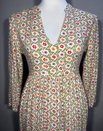 Tree Rouge Green And White Patterned Dress- Size Small