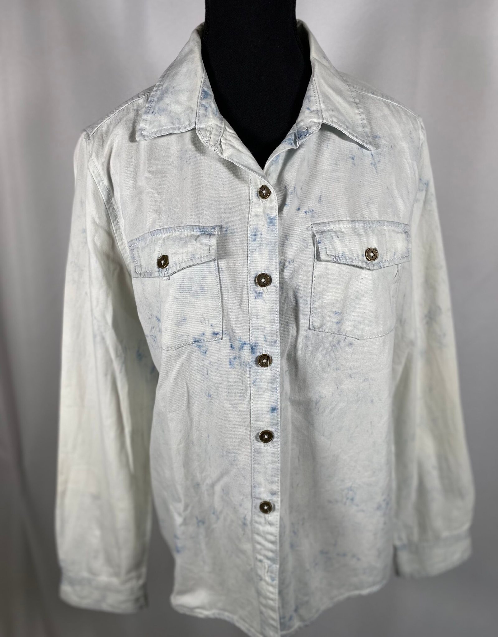 Forever 21 Bleached Denim Blouse - Size 10